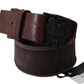 Classic Dark Brown Leather Belt with Logo Buckle