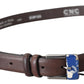 Elegant Brown Leather Classic Belt with Silver-Tone Buckle