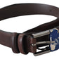 Elegant Brown Leather Classic Belt with Silver-Tone Buckle