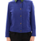 Elegant Blue Wool Jacket with Removable Collar