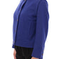 Elegant Blue Wool Jacket with Removable Collar