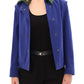 Elegant Blue Wool Jacket with Removable Collar