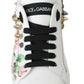 Floral Crystal-Embellished Leather Sneakers