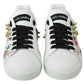 Floral Crystal-Embellished Leather Sneakers