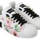 Floral Crystal-Embellished Leather Sneakers