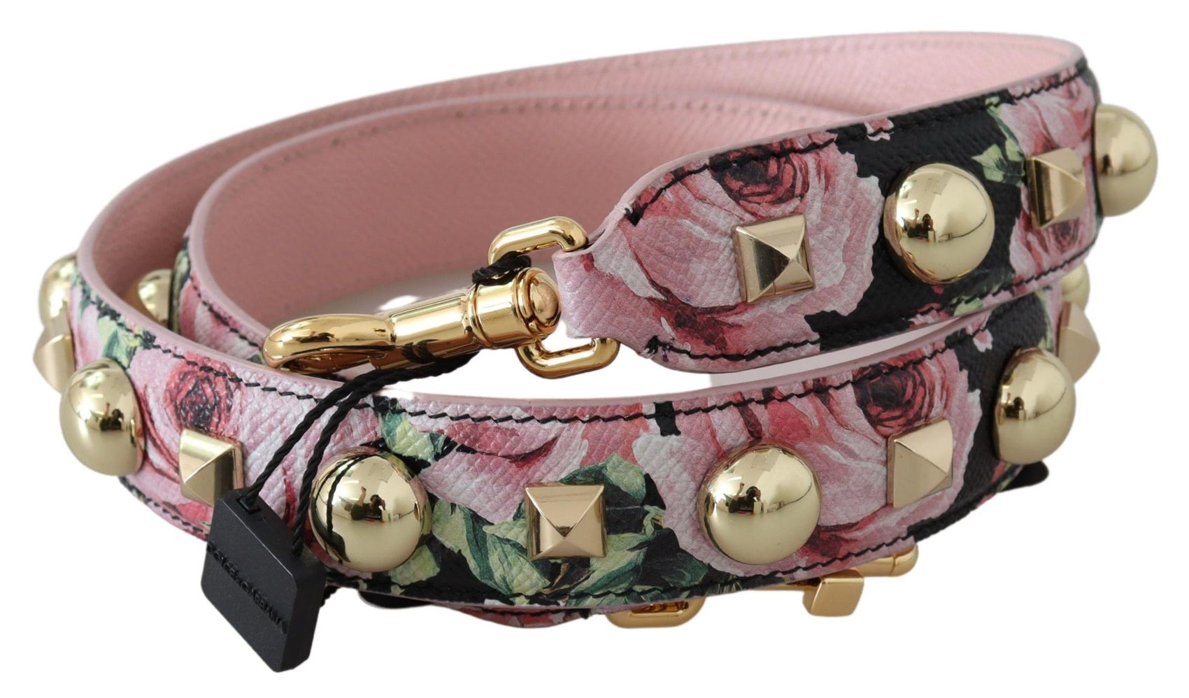 Lederarmband mit floralen Goldnieten in Pink