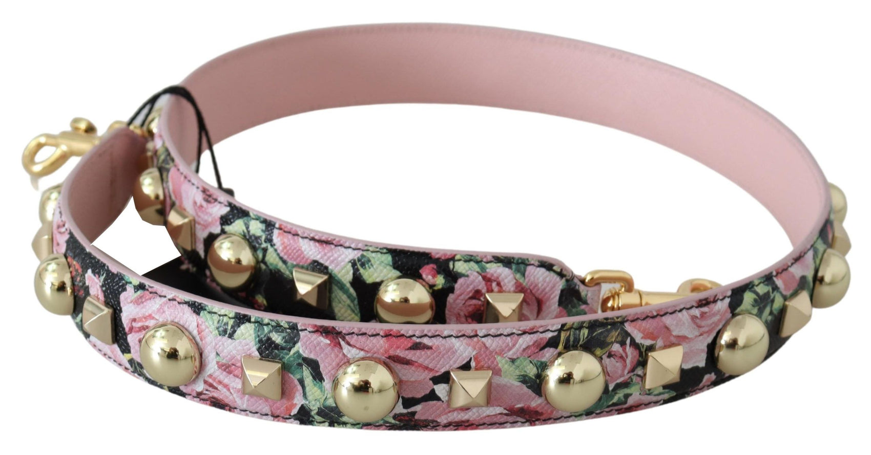 Lederarmband mit floralen Goldnieten in Pink