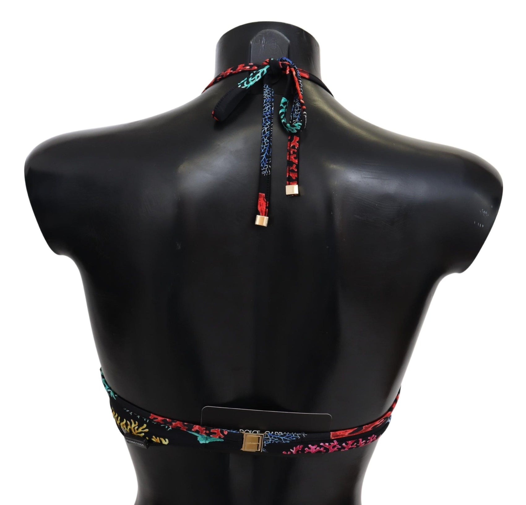 Top bikini chic con stampa corallo nero