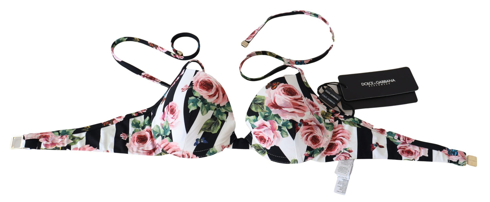 Top bikini chic con stampa a rose per eleganti giornate in spiaggia