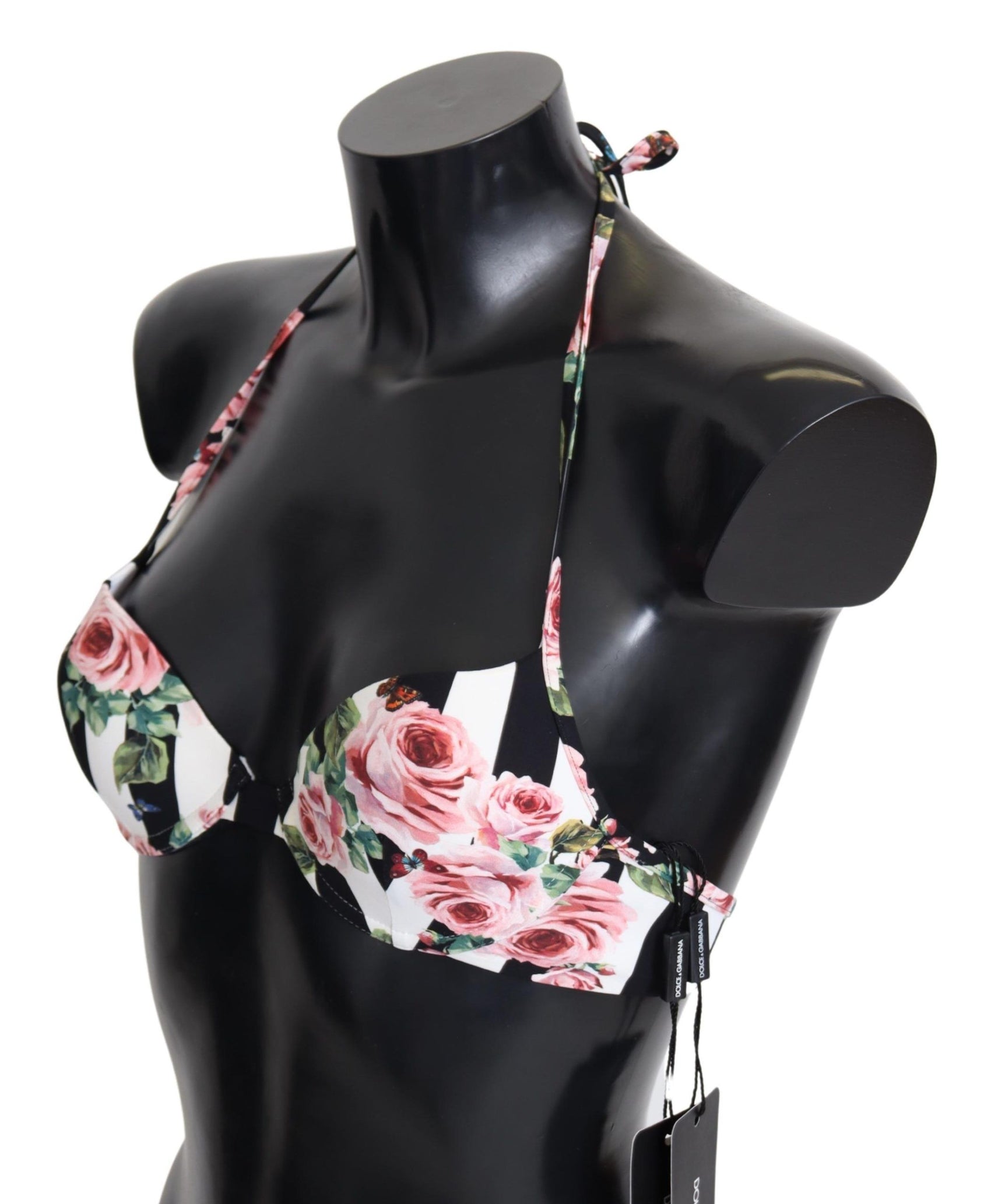 Top bikini chic con stampa a rose per eleganti giornate in spiaggia