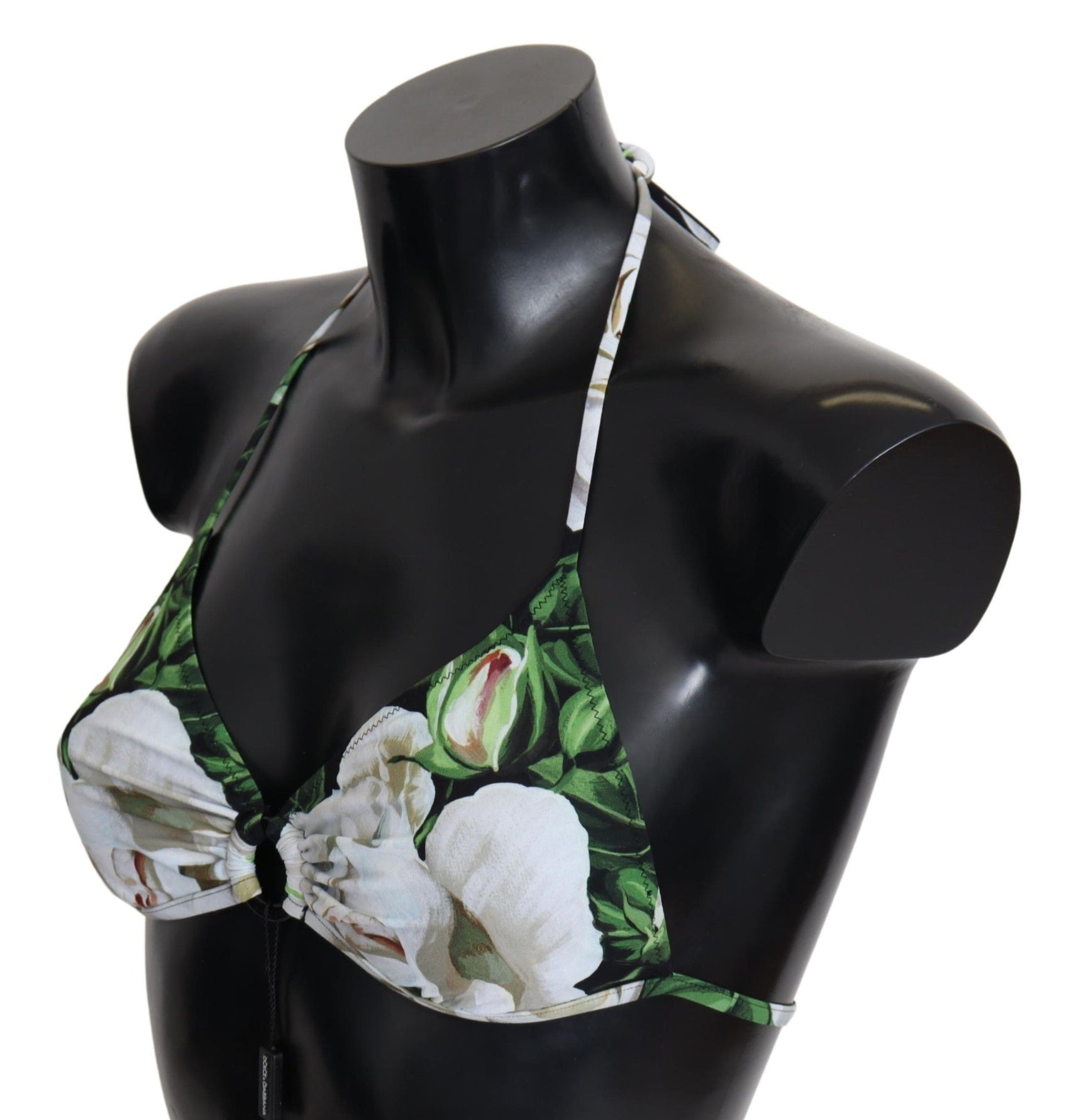 Top bikini con stampa floreale e chiusura con logo