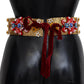 Gold-Tone Floral Crystal Waist Belt