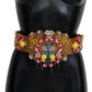 Gold-Tone Floral Crystal Waist Belt