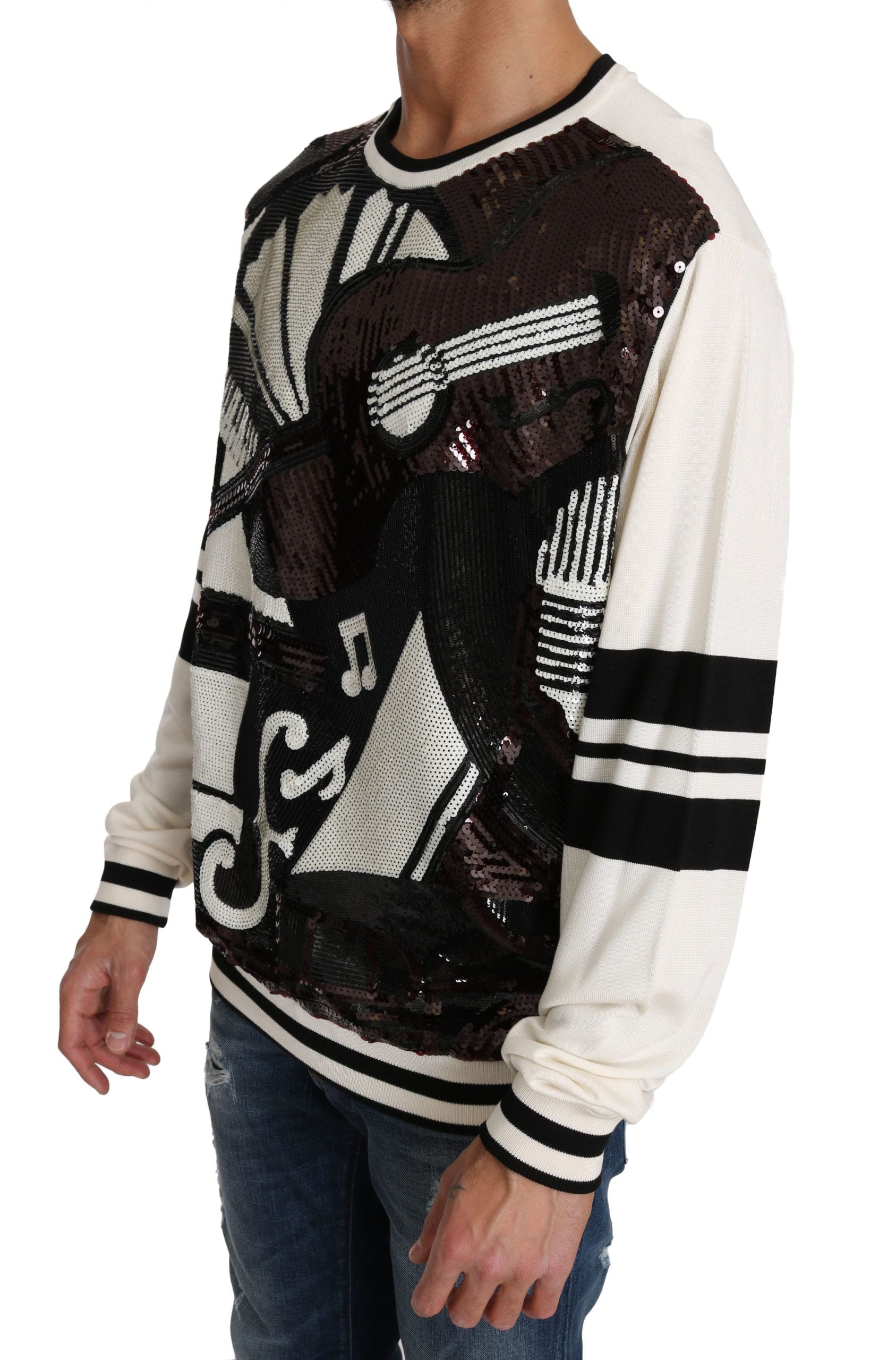 New York Jazz Pailletten-Seidenpullover