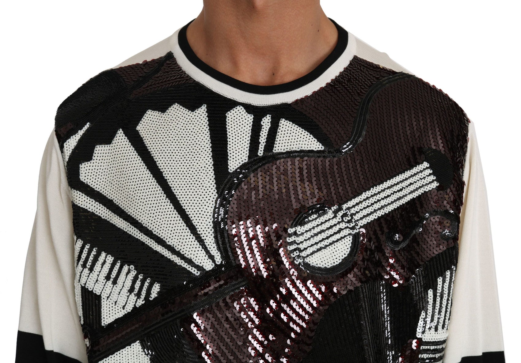 New York Jazz Pailletten-Seidenpullover