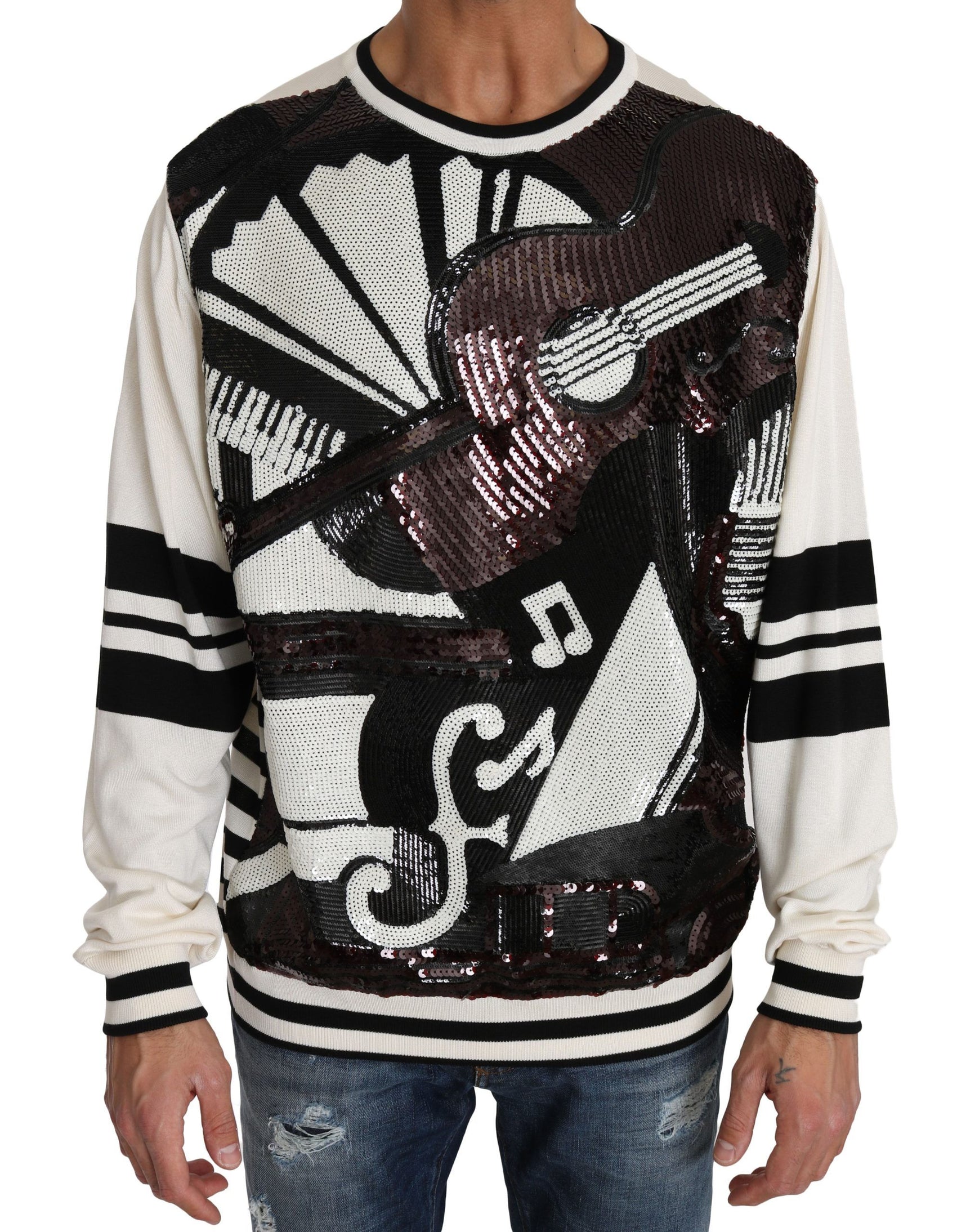 New York Jazz Pailletten-Seidenpullover