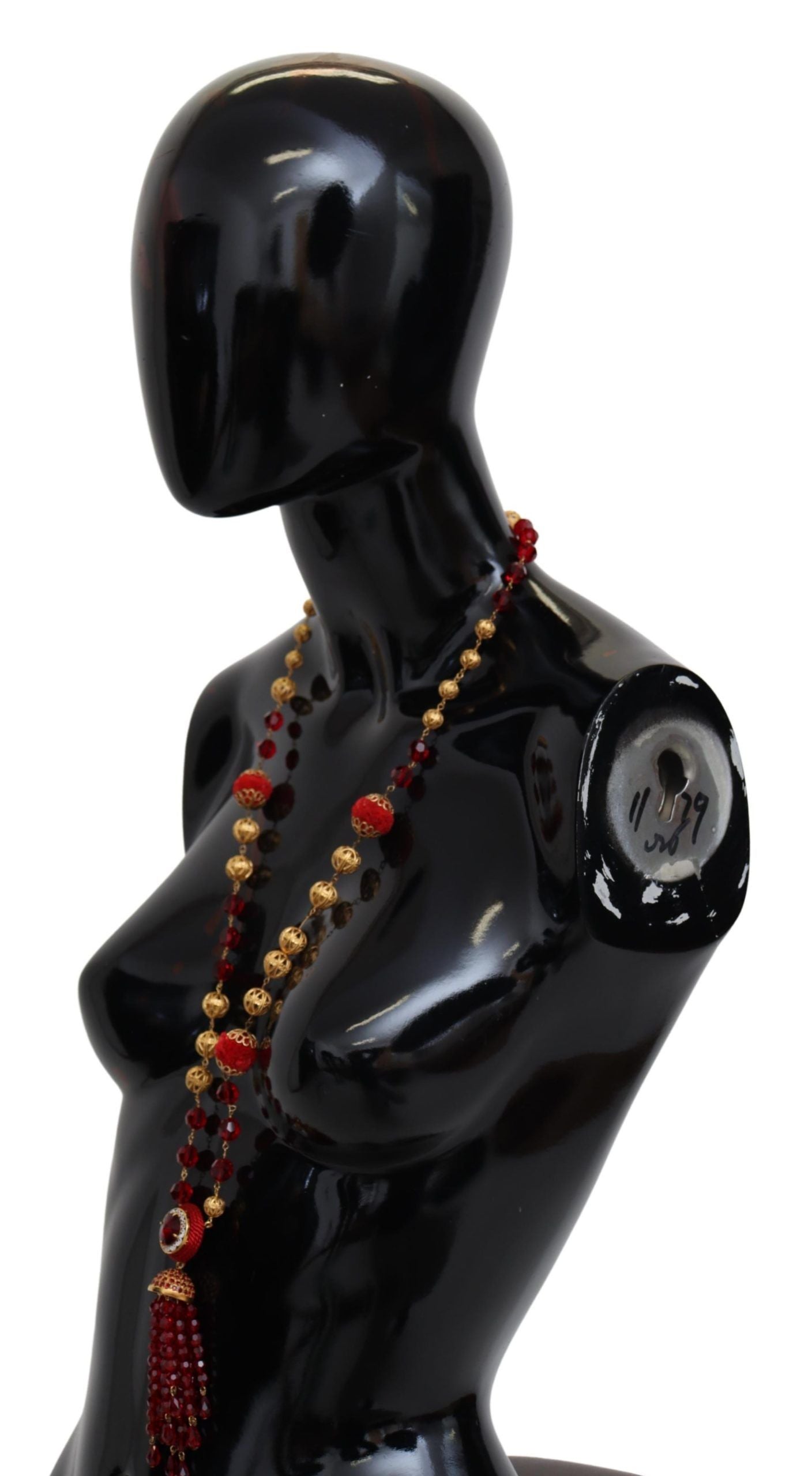 Elegante collana placcata oro con cristallo rosso