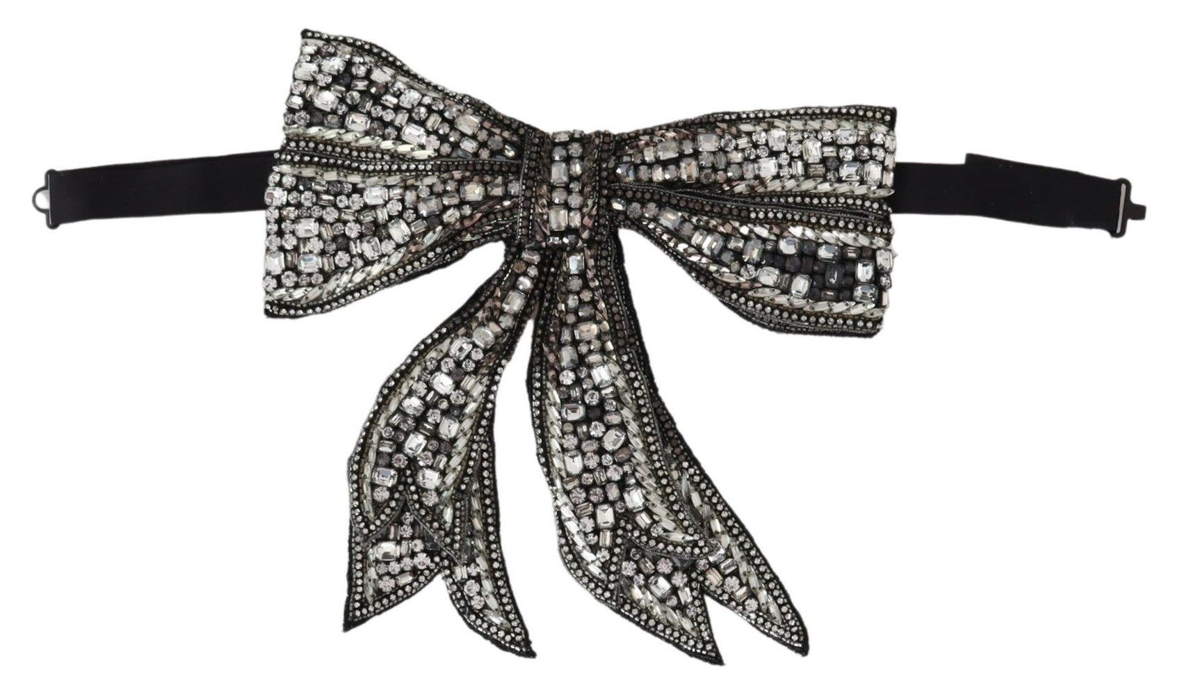 Papillon in seta decorato con cristalli - Eleganza argentata