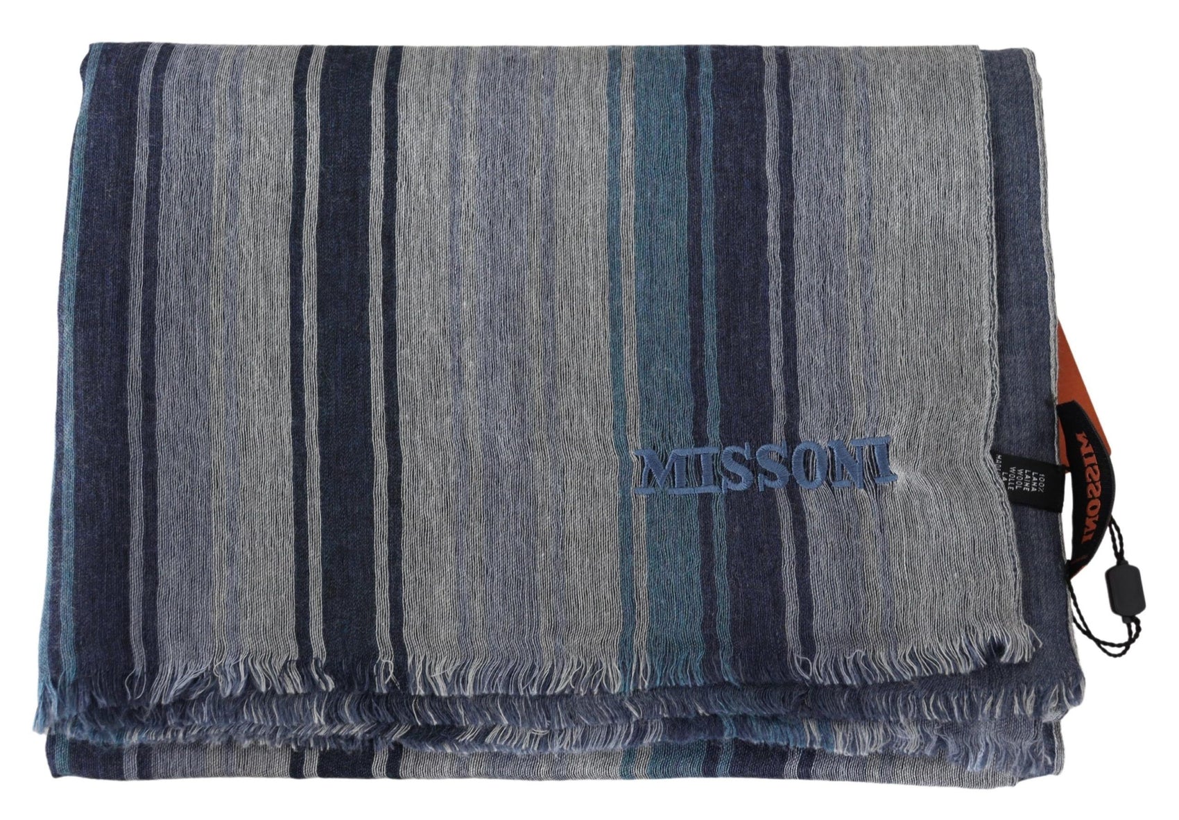 Elegante sciarpa multicolore in lana con ricamo logo