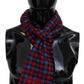 Chic Check Pattern Wool Scarf with Logo Embroidery