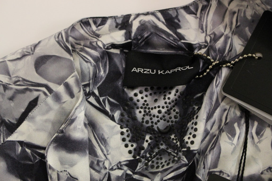 Exquisite ärmellose Seidenbluse in Mehrfarbig