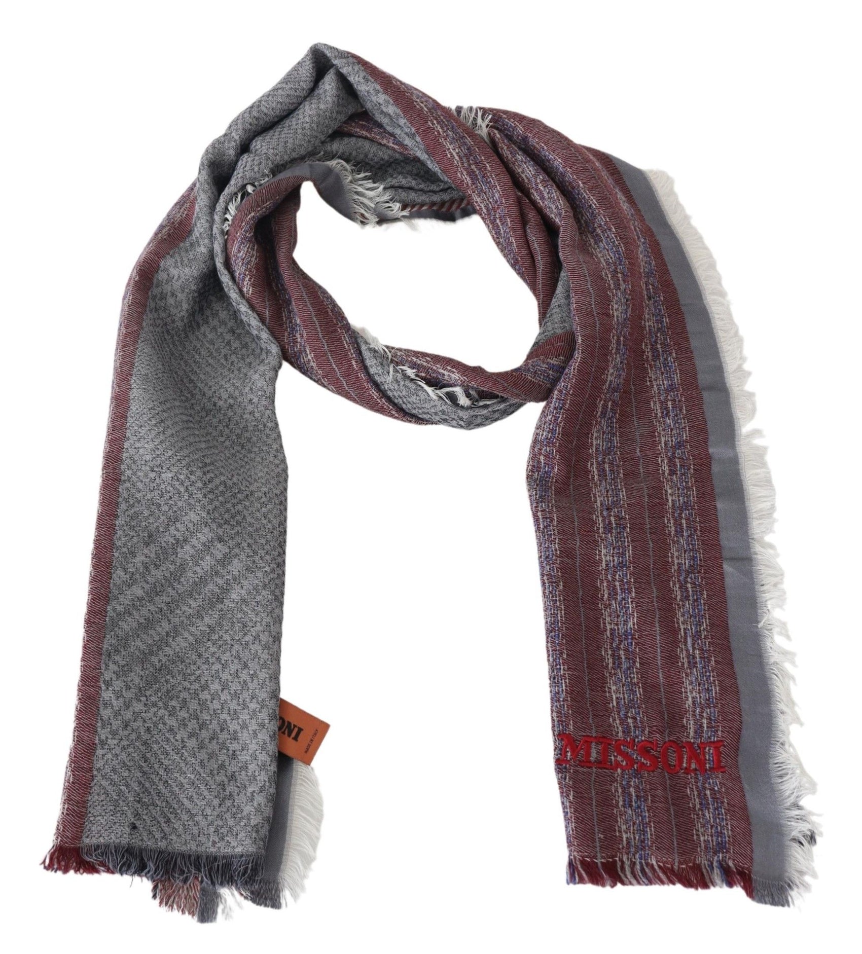 Sciarpa elegante in lana a righe con logo