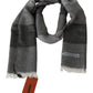 Elegant Striped Wool Scarf with Logo Embroidery