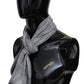 Chic Unisex Gray Wool Scarf with Logo Embroidery