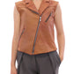 Sleeveless Leather Couture Vest in Rich Brown