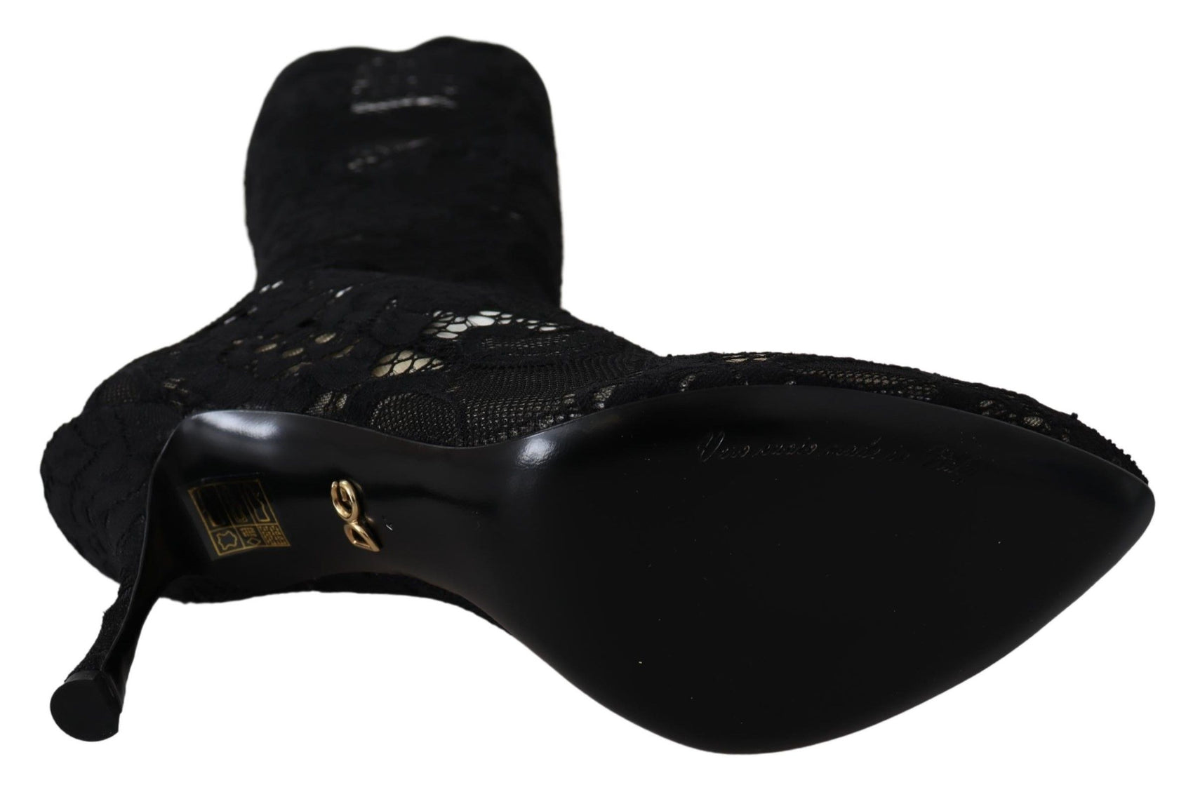 Dolce & Gabbana Black Taormina Lace Socks Boots Shoes Pumps
