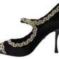 Elegant Velvet Patent Embroidered Pumps