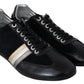 Elegant Black Leather Sport Sneakers