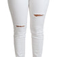 Chic White Mid Waist Designer Jeans