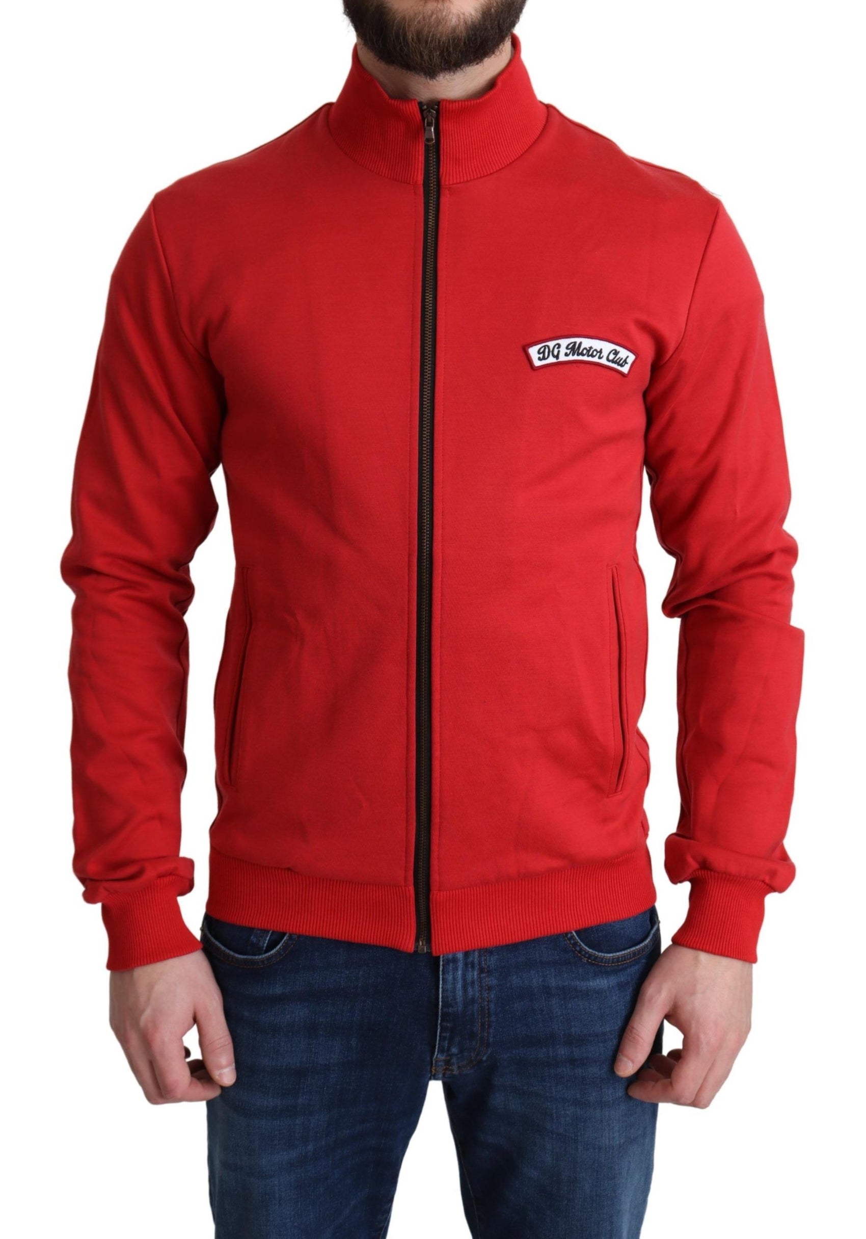 Schicker roter Rollkragen-Strickjacke mit Reißverschluss