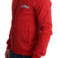 Schicker roter Rollkragen-Strickjacke mit Reißverschluss