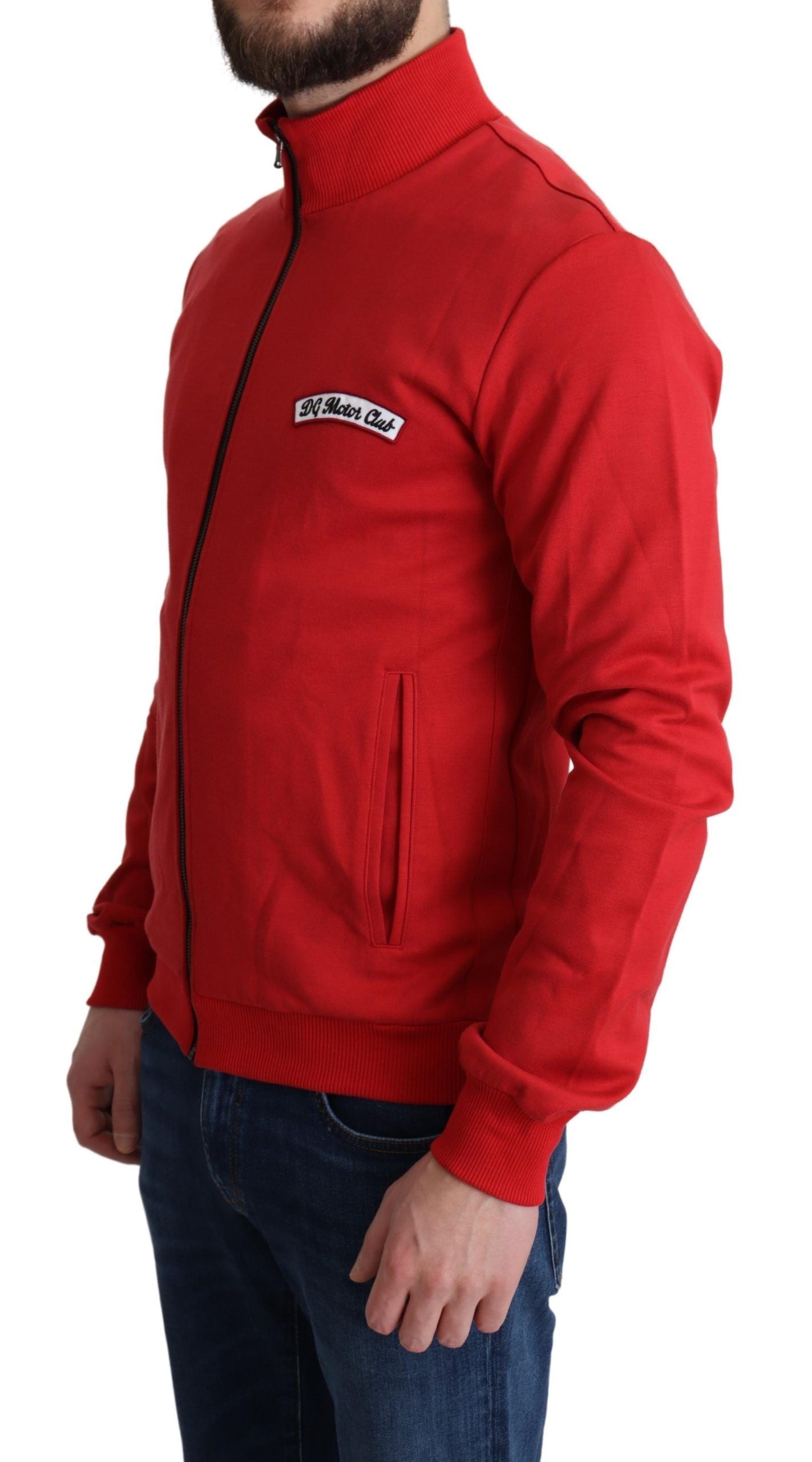 Schicker roter Rollkragen-Strickjacke mit Reißverschluss