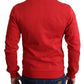 Schicker roter Rollkragen-Strickjacke mit Reißverschluss