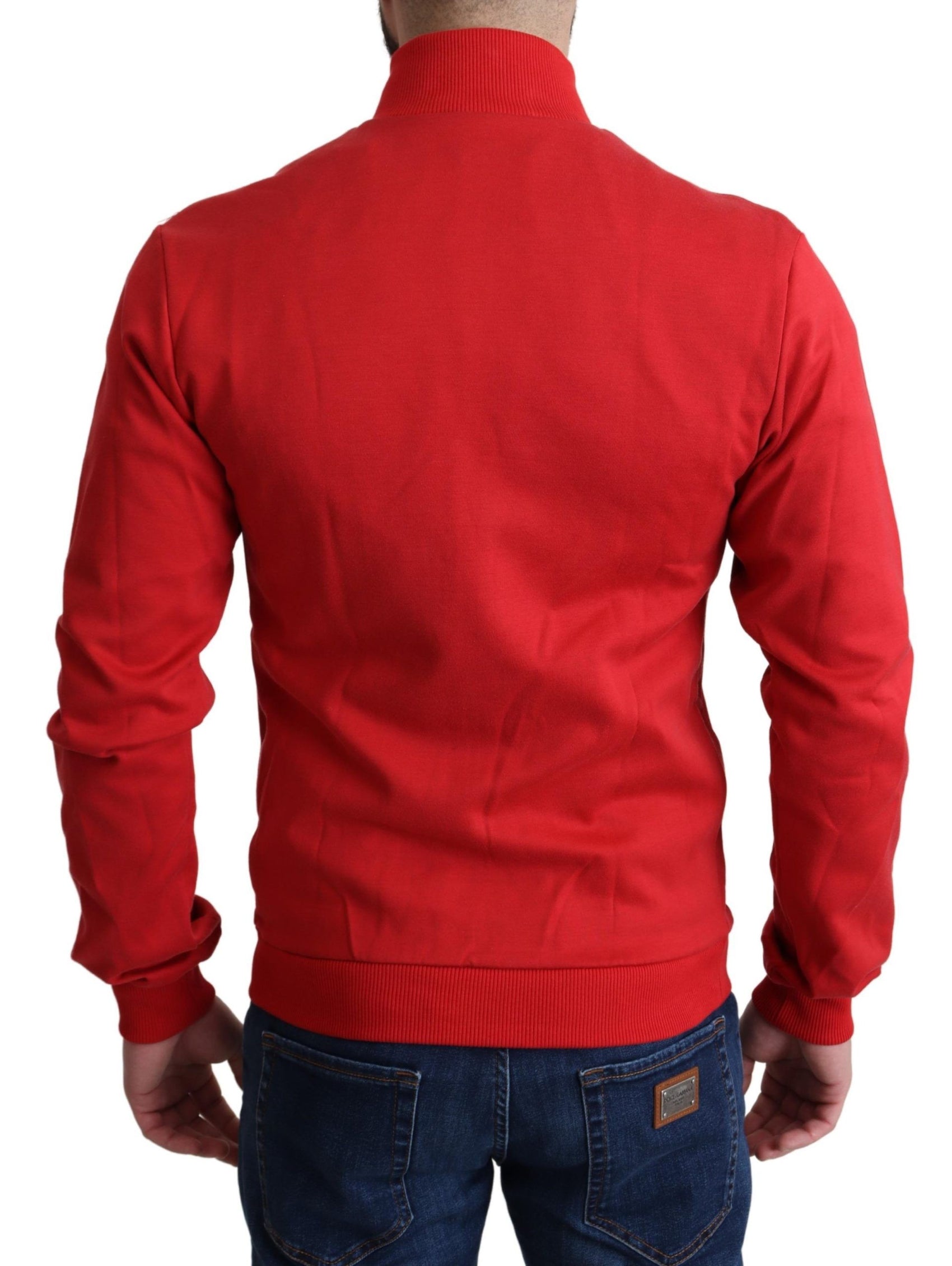 Schicker roter Rollkragen-Strickjacke mit Reißverschluss
