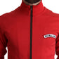 Schicker roter Rollkragen-Strickjacke mit Reißverschluss
