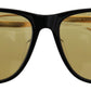 Chic Black Acetate Sunglasses with Yellow Lenses