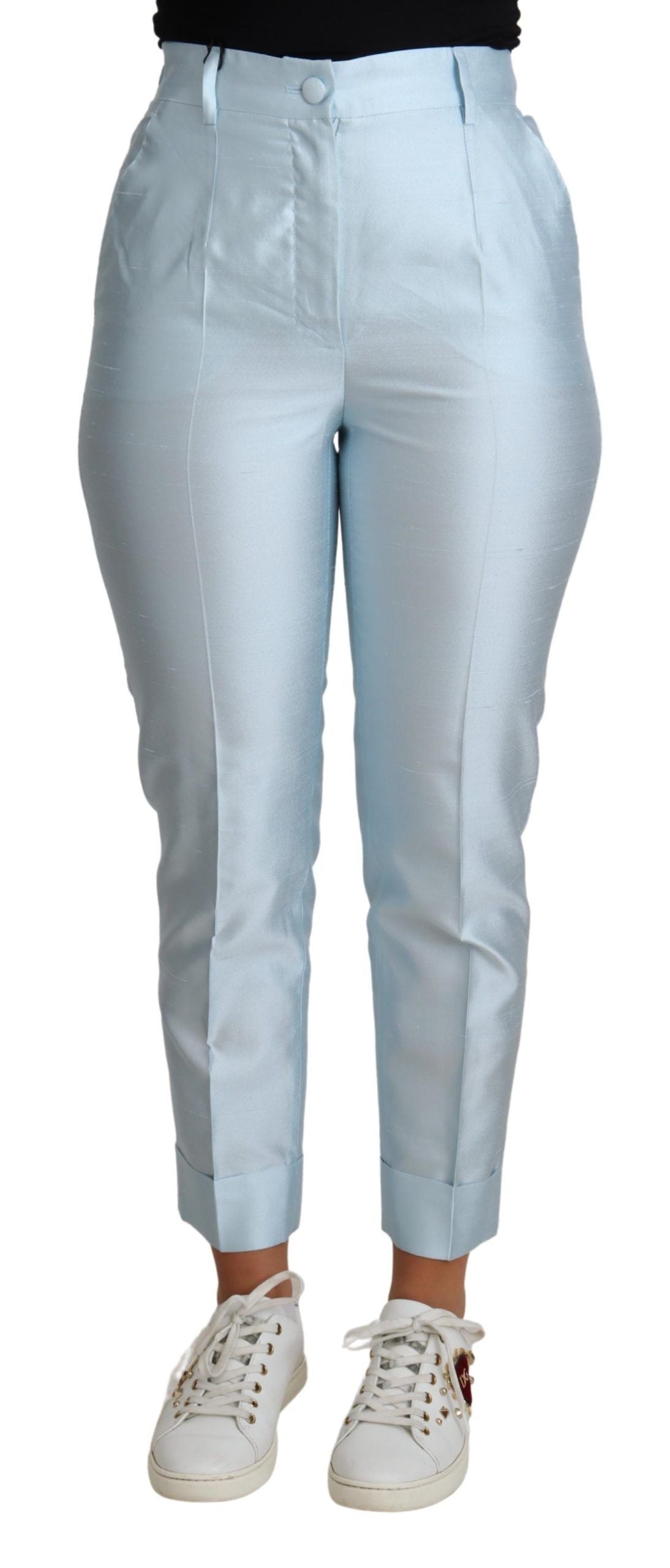 Pantaloni eleganti in seta a vita alta