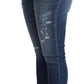 Jeans skinny in denim a vita alta con decorazioni