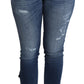 Jeans skinny in denim a vita alta con decorazioni