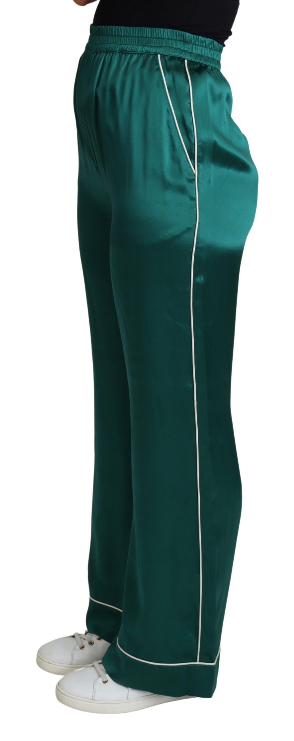 Pantaloni da pigiama in seta squisiti in verde lussureggiante