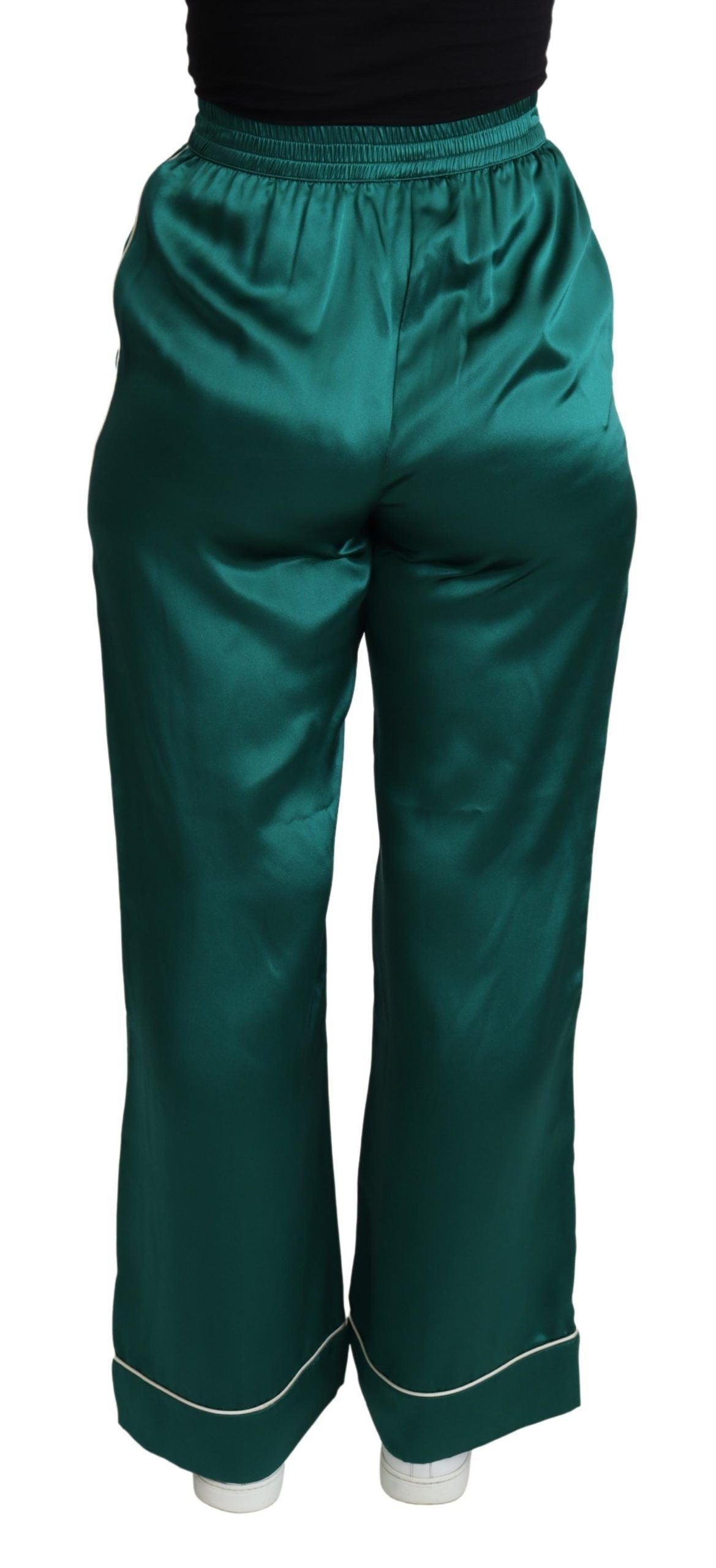 Pantaloni da pigiama in seta squisiti in verde lussureggiante