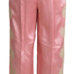 Weite Hose aus Seidenmischungssatin in Pink
