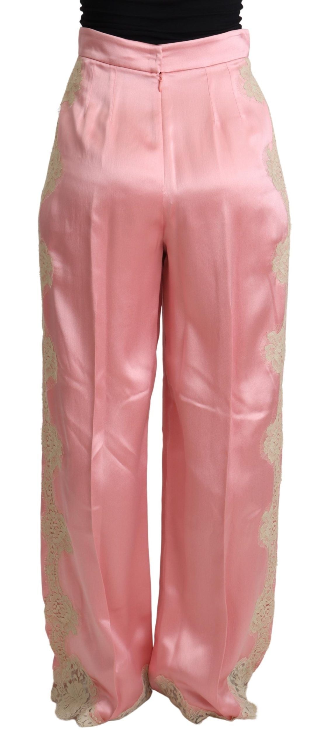 Weite Hose aus Seidenmischungssatin in Pink