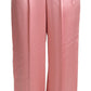 Weite Hose aus Seidenmischungssatin in Pink