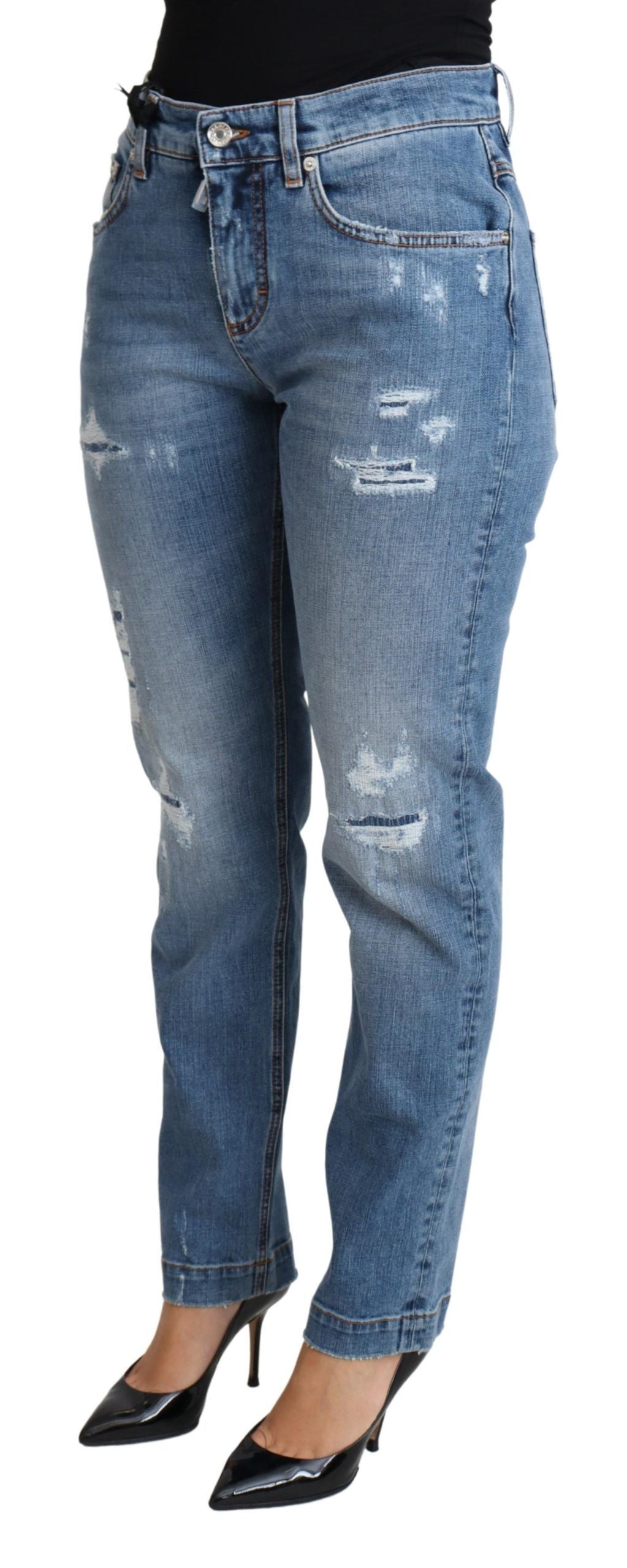 Schicke High-Waist-Tattered-Skinny-Jeans