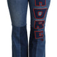 Eleganti jeans bootcut in denim con toppa Amore
